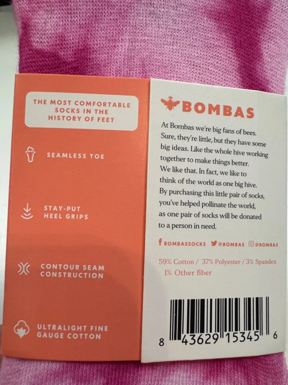 Bombas NWT Tie Dye No Show Socks 4PR Total 2PR-Blu 2PR-PNK SZ: LRG fit SZ 7-9